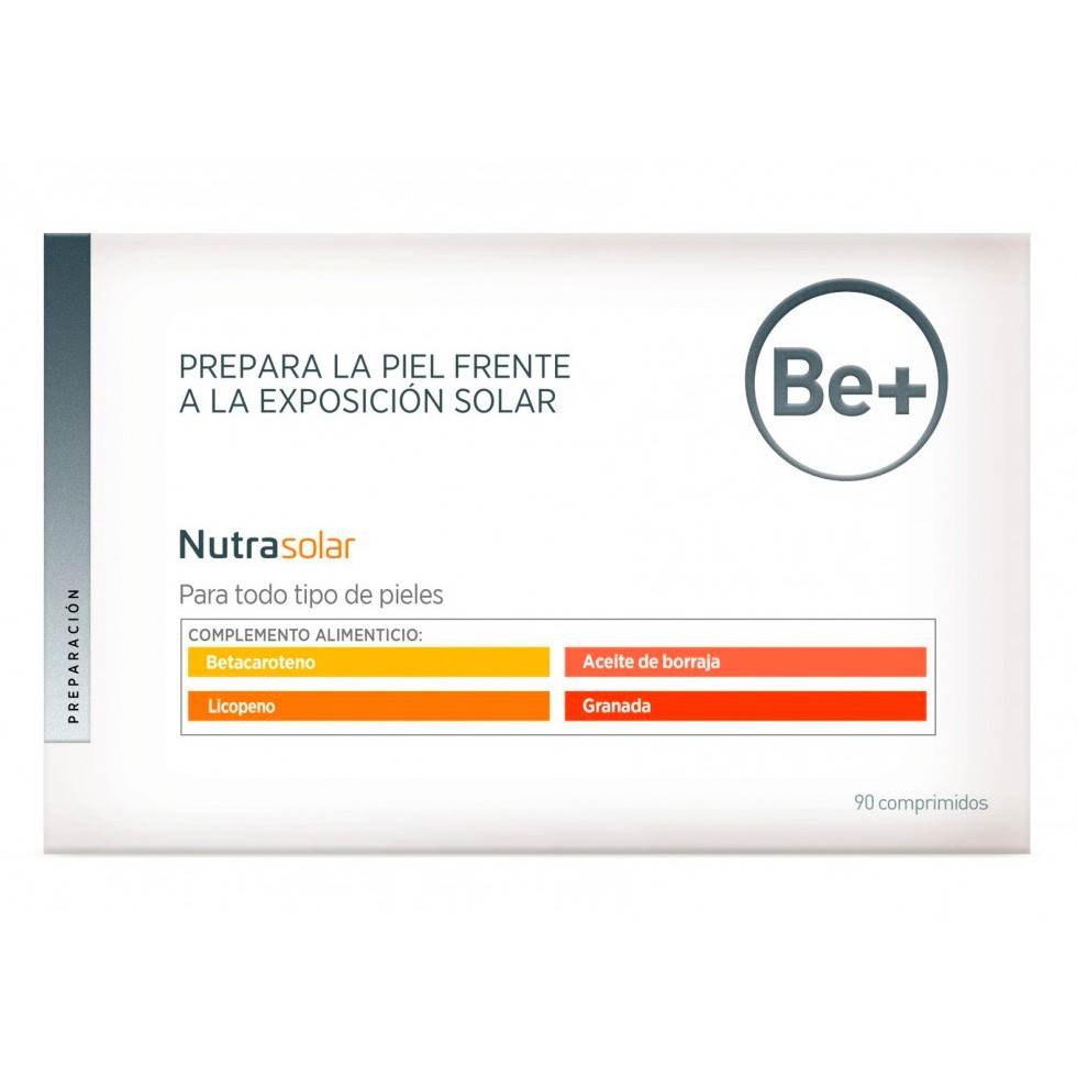 Be+ complemento alimenticio para preparar la piel al sol Nutrasolar 90 comprimidos