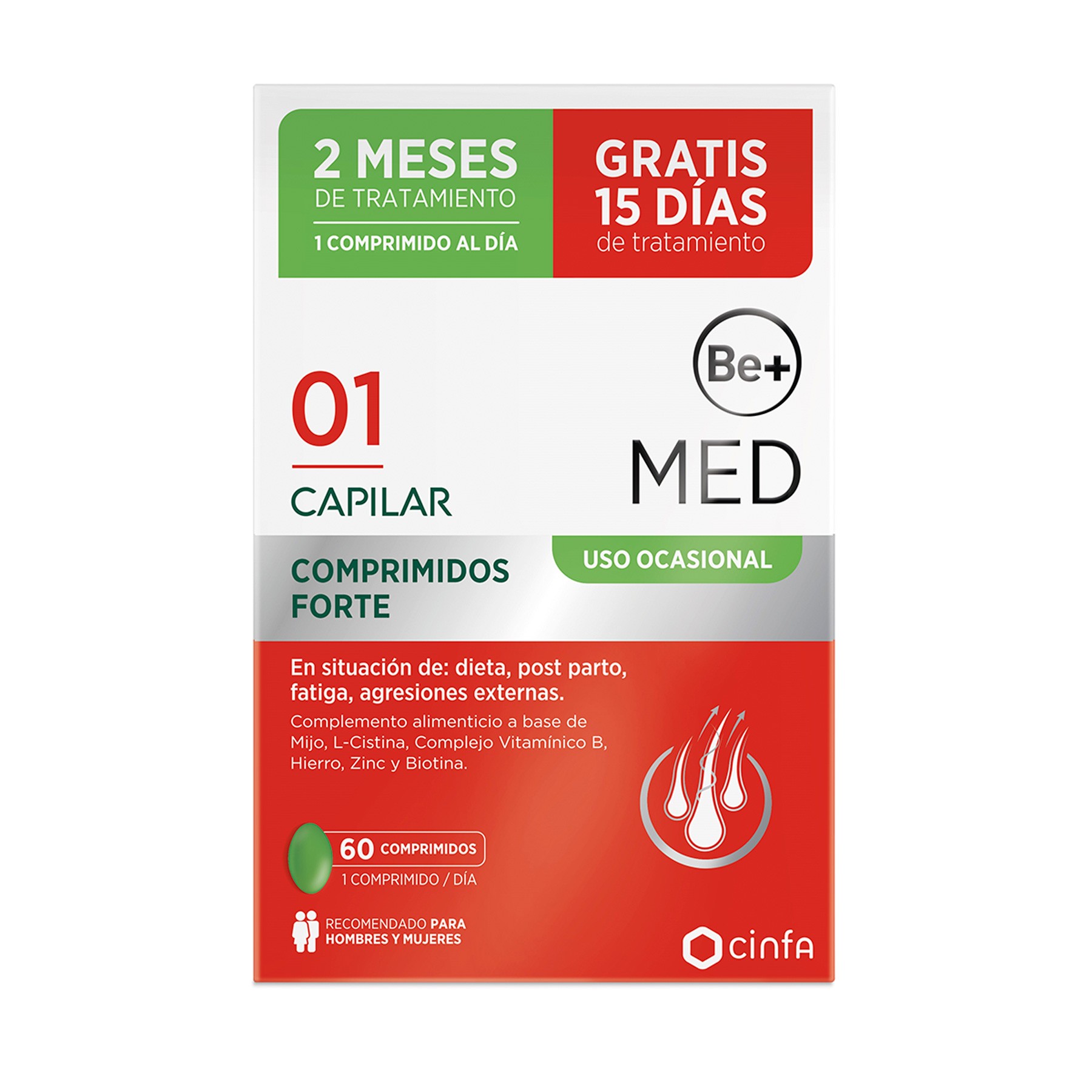 Be+Med capilar uso ocasional forte 60 comprimidos